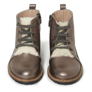 BONPOINT Leather Falp Lace-up Boots | Silver 30